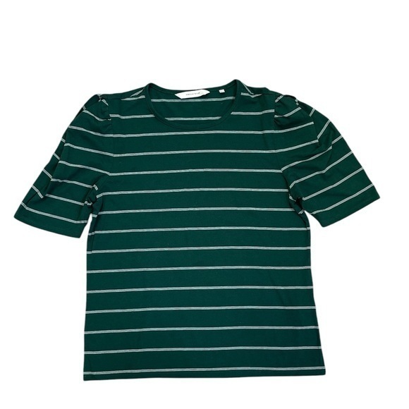 Rebecca Taylor Green and White Striped Short Sleeve Tee - Picture 1 of 4
